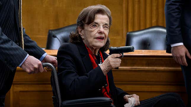 Image for article titled Senate Freaking Out After Dianne Feinstein Gets Her Hands On Gun